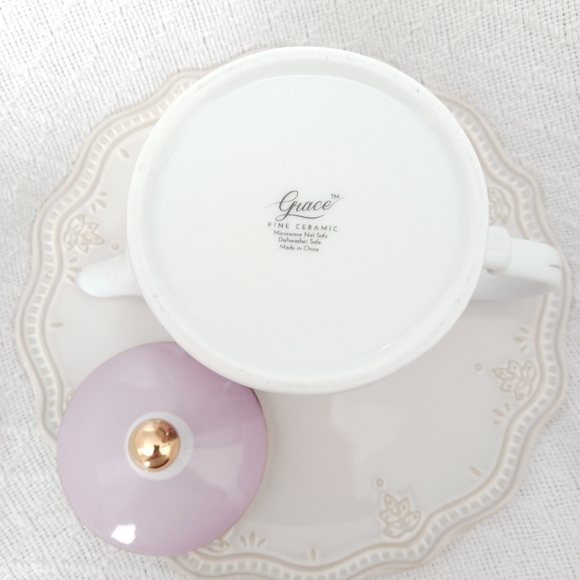 Grace Fine Ceramic Purple Floral Teapot - Picture 8 of 13